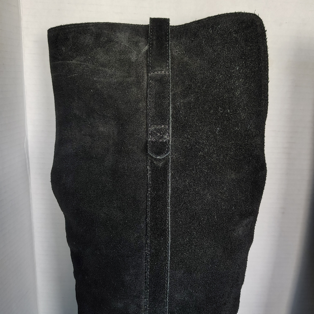 Madewell Jimi Over the Knee Suede Leather Boots Black 9.5 Stacked Heel Boots - Picture 15 of 17